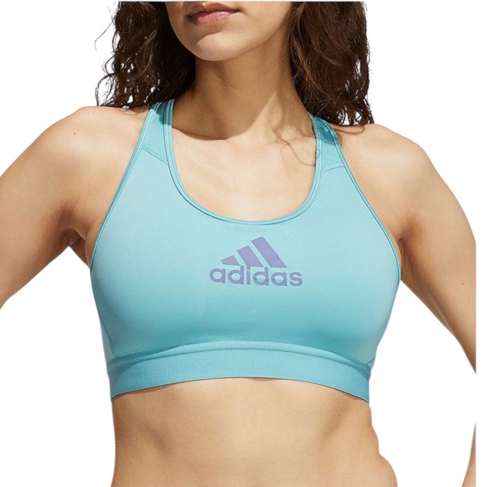 adidas Women's Don't Rest Alphaskin Medium Support Sports Bra Mint Blue Small